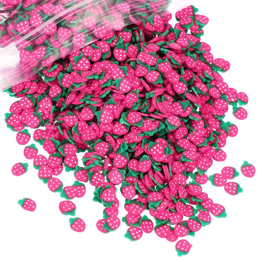Polymer Clay Slices, 100g Strawberry Pink Slice Fruit Art Slices, Pink