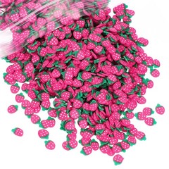 Polymer Clay Slices, 100g Strawberry Pink Slice Fruit Art Slices, Pink