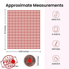 VeriPap 0.25in Dot Stickers Red 6600 PCS