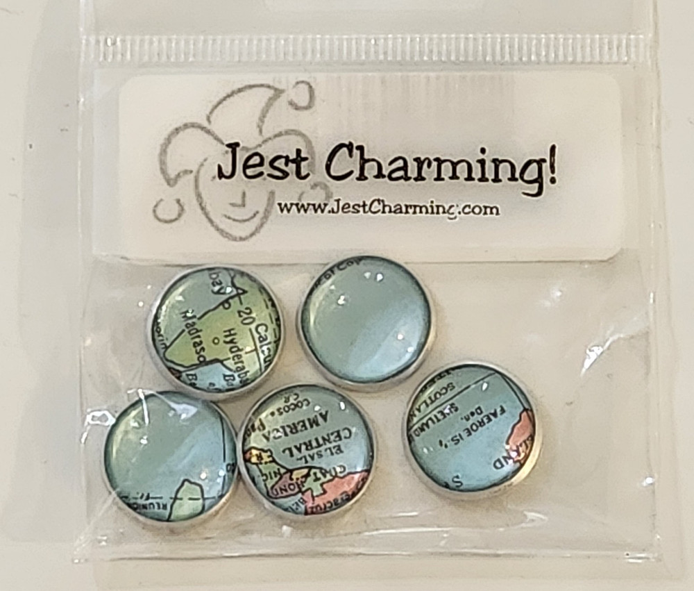 NEW Jest Charming Page Pebbles Looking Glass Maps Scrapbooks Crafts .75″ – H