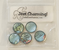 NEW Jest Charming Page Pebbles Looking Glass Maps Scrapbooks Crafts .75″ – H