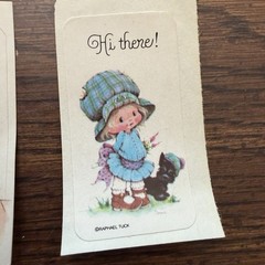 Vintage Raphael Tuck Sticker Set Of 2 Girl & Scottie Dog 1970s Retro