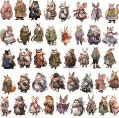 10pcs Winter Animals In Coats Stickers. Scrapbooking, Journaling- Christmas Gift