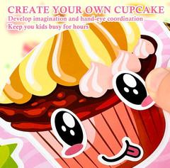 36 Pcs Cupcake Make-A-Face Sticker Sheets | Mix & Match Ice Cream Dessert Party