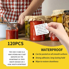 Cottage Food Law Label Stickers, 120 Pack, 1.5×2 Inch, Non-Inspection