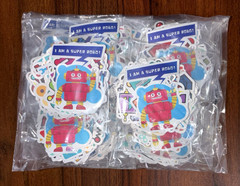 Bulk Robot Stickers 10 Pack 500 Waterproof Vinyl Decals Kids Reward Giveaway