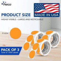 Fluorescent Orange Circle Dot Stickers 1500 Labels