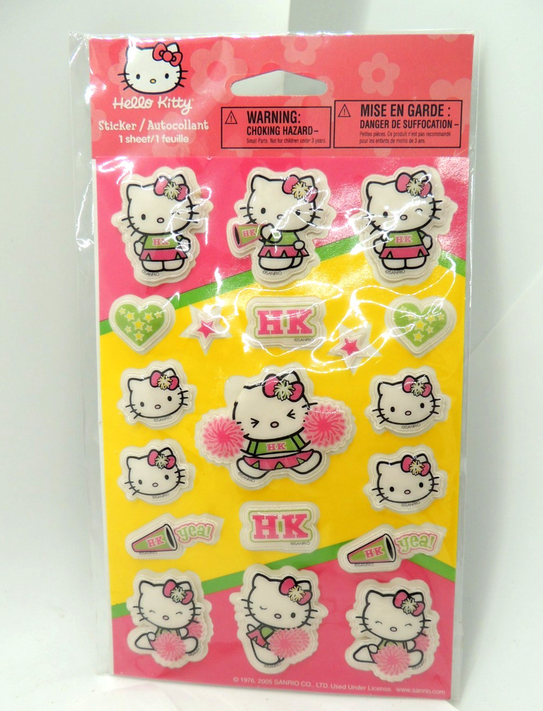 Vintage Sanrio Hello Kitty Puffy Stickers Cheerleader AGC Stickety Doo Da NEW