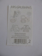 Mrs. Grossman’s Stickers CHUBBY CONSTRUCTION Vehicles 1 Mod 2″ X 3.25″ NOS