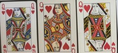 Lot of 100 QUEEN OF HEARTS Single Playing Cards, vintage to modern variety mixed