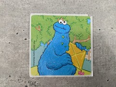 2007 Sesame Street Workshop COOKIE MONSTER w/ KITE Sticker 2.5″ x 2.5″