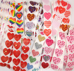 30 Heart Stickers/Various Styles/Scrapbooking/Crafts/Valentines/Journal/1 inch