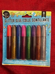GLITTER GLUE 8 Squeeze Pens of 8 Colors Silver Gold Red Green Blue Pink Tube Pen