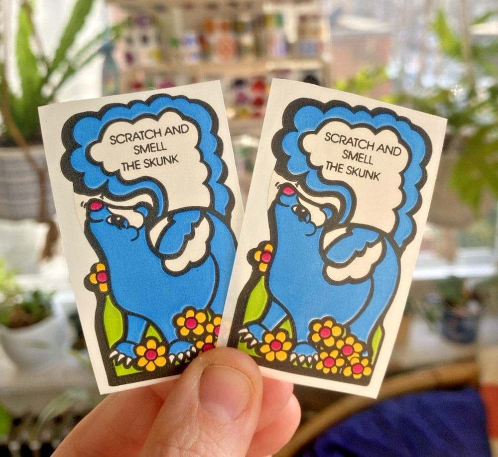 Vintage Stickers: 2 80s 3M Mello Smello Scratch + Sniff Skunk Still Stinky READ