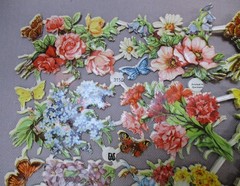 9 Full Sheet German Die Cut Paper Scraps Flowers Butterflies Victorian FAS #3150