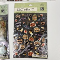 Halloween Stickers Scrapbook Dimensional Pillow Snow Glove Haunted Lot of 5