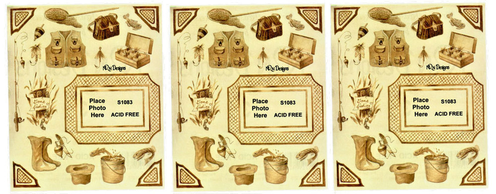 NRN Designs FISHING Fish Antique Photo Frame Corners Scrapbook Stickers 3 Sheets