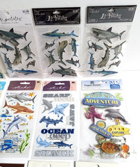 Scrapbooking Sticker Lot of 11 Packages Sharks 3D Ocean Fish Shark Dimensional
