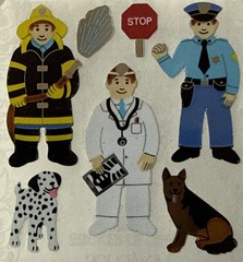 METALLIC FIRST RESPONDER Stickers(7pc)Sandylion•Police •Fireman•Doc•Card Making