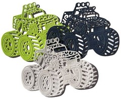 SWIRL MONSTER TRUCK Die-Cuts (3pc)Men•Kids•Dirty•Toy•Mud Bogging•Big Tire•Lights