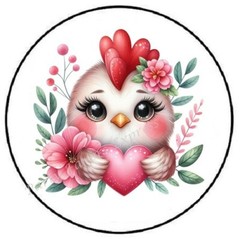ROOSTER WITH HEART ENVELOPE SEALS LABELS STICKERS PARTY FAVORS