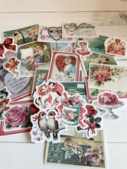 25 Valentine Vintage Junk Journal Stickers Scrapbook Supply Papercraft Ephemera