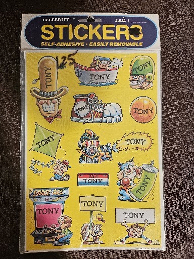 Vtg 1983 TONY Celebrity Stickers Sealed Mark I Name Stickers S631