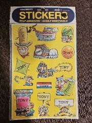 Vtg 1983 TONY Celebrity Stickers Sealed Mark I Name Stickers S631