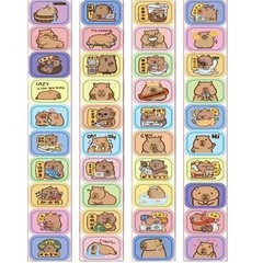 500 Sheets/Roll Cute Kapibara Coiled Stickers – Waterproof PET Decals for DIY Jo