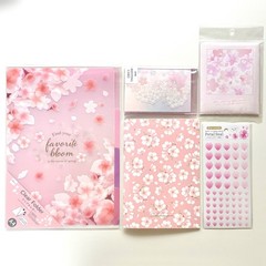 Japanese Sakura Stationery Set A4 File Notebook Wasi Stickers Kawaii Journal Kit