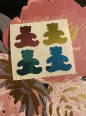 Vtg Foiled Bears Sticker Mod Small World Greetings Roughly 2.5×2 Inches