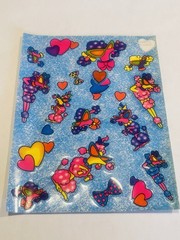 Vintage Lisa Frank ticker Sheet *1 Sticker Missing* Poodle Dog Hearts Bows BIN72