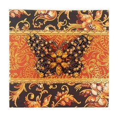 Punch Studio Mini Memo Pad with Brooch (Orange x Butterfly)