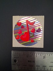 Vintage Stickers Lisa Frank Rainbow Hearts Music Notes Sticker Mod VTG 80s FOIL