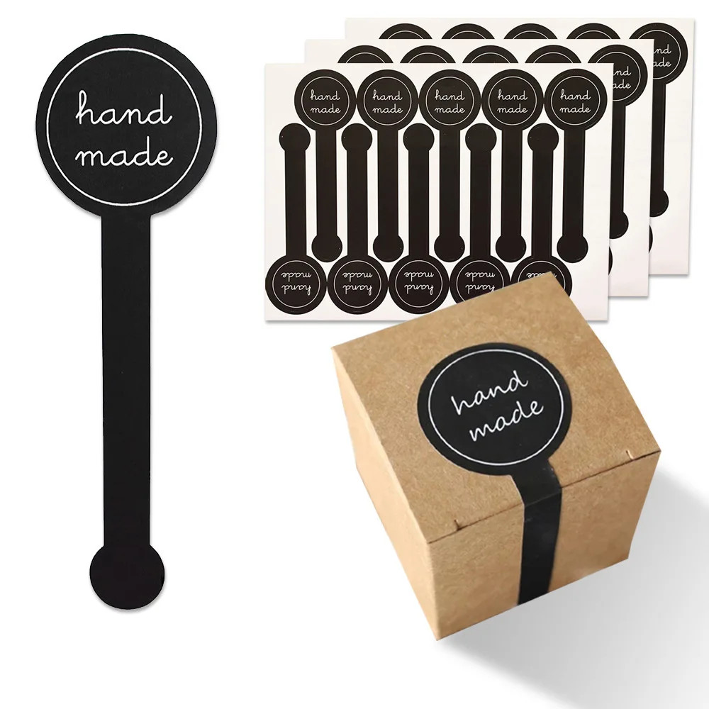 100pcs Black Handmade Sealing Stickers for Pudding Bottles Baking Box New Labels