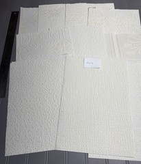 10 Assorted Vintage Textured White Wallpaper Samples / Remnants. Set 4.