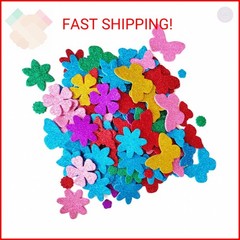 Glitter Foam Flower and Butterfly Shapes Stickers, Self-Adhesive Stickers Kid’s