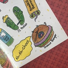 AGC 80s 90s Vintage Sticker Sheet Sick Snacks 18 Stickers On A Fold Card