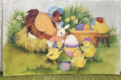 VTG Mother Hen Chicks Card Stock Ephemera Decoupage Junk Journal Smash Book