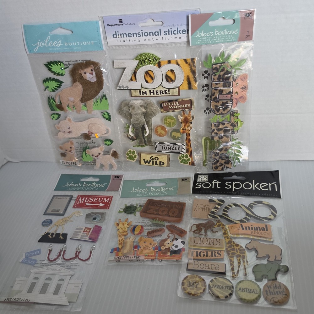 Jolee’s Boutique & More ZOO & MUSEUM Theme Sticker Lot- Lot Of 6