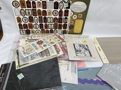 HUGE Lot Scrapbooking Paper Stickers Vellum Die Cuts Punch Great Variety
