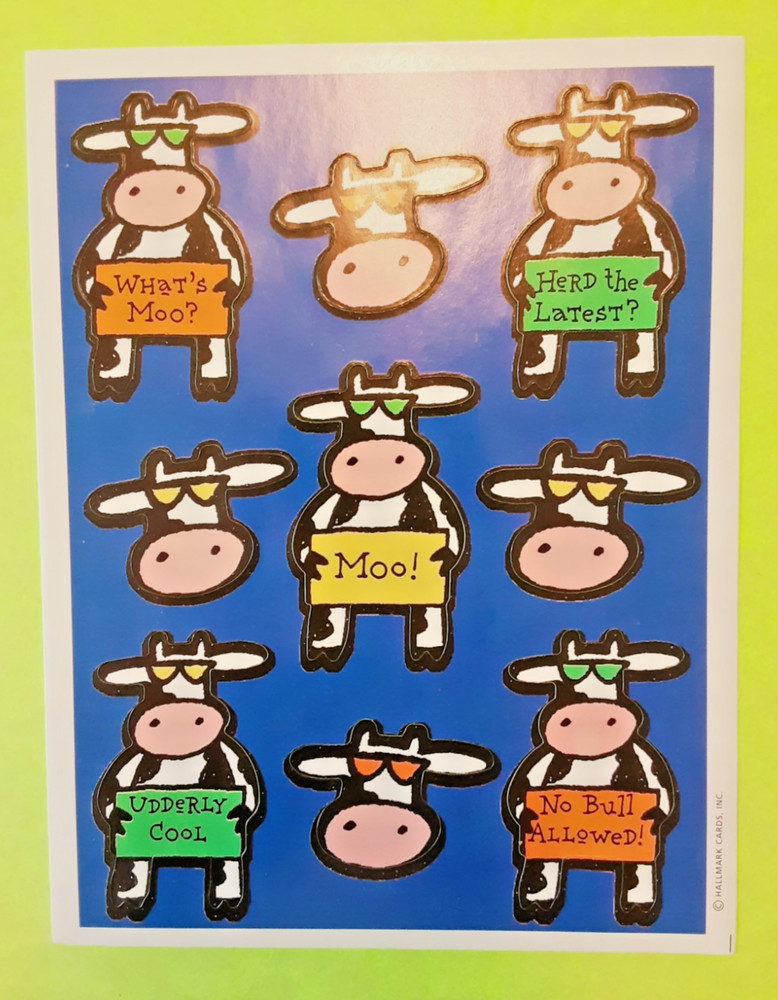 vintage Hallmark funny cows sticker sheet