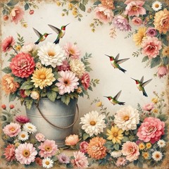 Spring Floral Flowers Decoupage Rice Paper For Ornament-Wood Art A4 1 Sheet