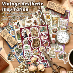 300 Pcs Vintage Stickers, Junk Journal Supplies, Cute Stickers for Journaling Su