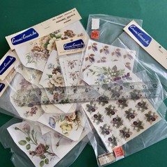 Vtg Ceramic Decals Mixed Media Water Mount Transfers Lot O Dark Plum Floral