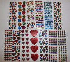Hambly stickers 1 sheet – party stars hearts occasion ABC You Choose!