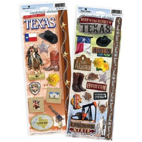 Stickers Cardstock PH 13″ Texas X2 Longhorn Yellow Rose Oil Drill Cowboy Boots