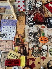 #777 SKELETON 100+PCS 3D JUNK JOURNAL SCRAPBOOKING w/ Real Ephemera & Bone Pen