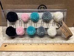 Jumbo Paper Clips Pom Pom Bookmarks Set 10 Designer Silver Planner Accessory