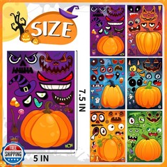 LINAYE 48 Sheets Halloween Crafts Stickers for Kids and Toddlers – Pumpkin Ma